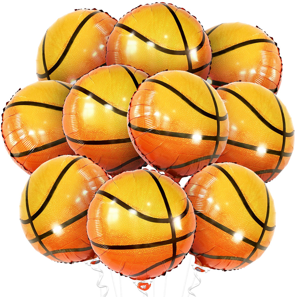 KatchOn 18-Inch Orange Foil Basketball Balloons – Pack of 10 for Homecoming & Party Decor