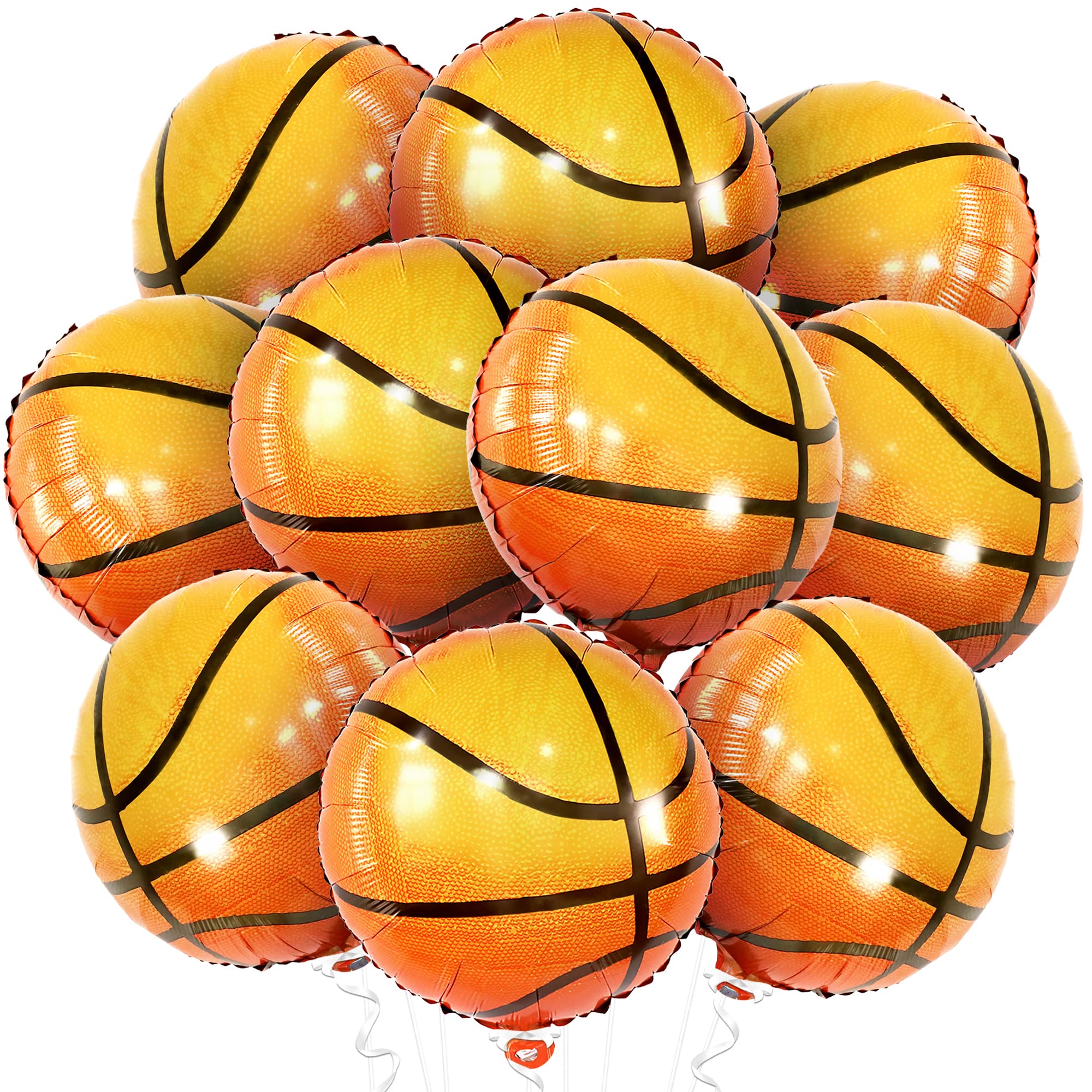 KatchOn 18-Inch Orange Foil Basketball Balloons – Pack of 10 for Homecoming & Party Decor