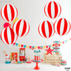 KatchOn 22-Inch Red and White Carnival Balloons Pack of 6 | Circus Theme Party Decor
