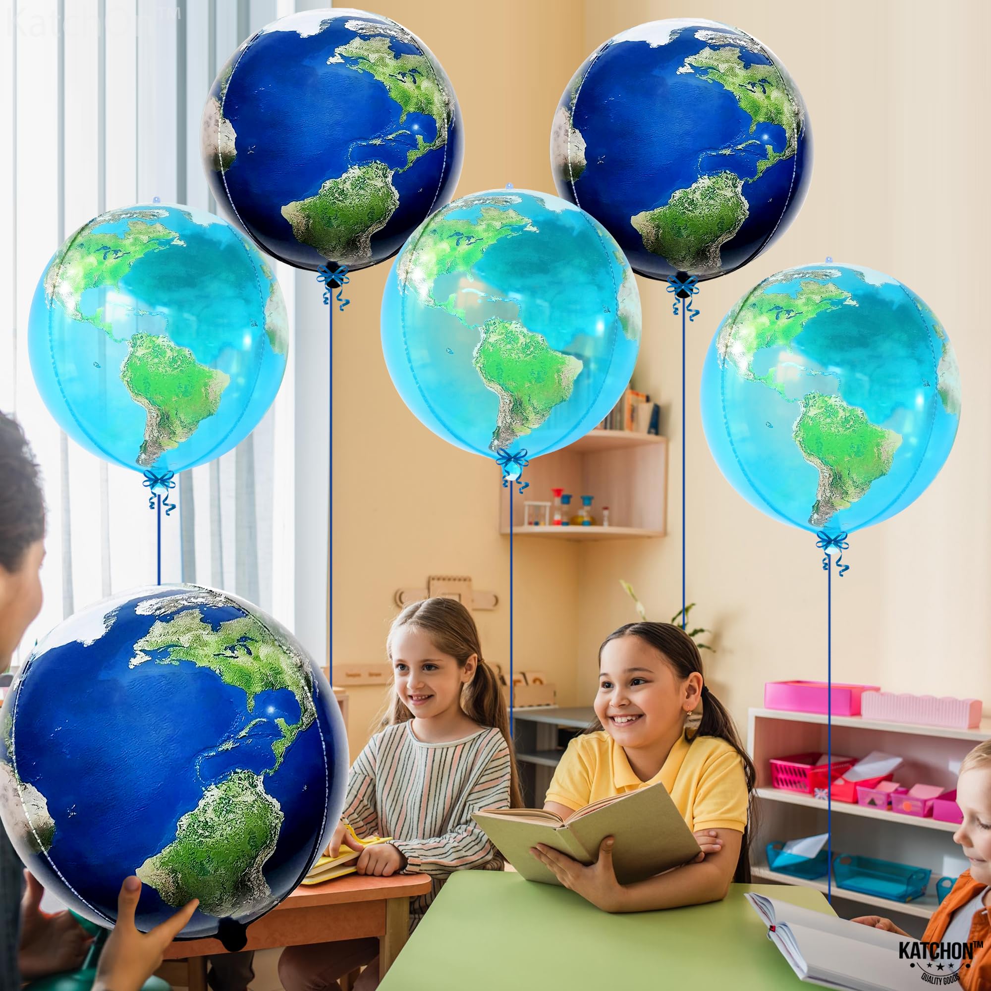 KatchOn Globe Balloons – 22-Inch World Balloons, Pack of 6 for Travel & Around The World Party Decor