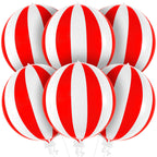 KatchOn 22-Inch Red and White Carnival Balloons Pack of 6 | Circus Theme Party Decor