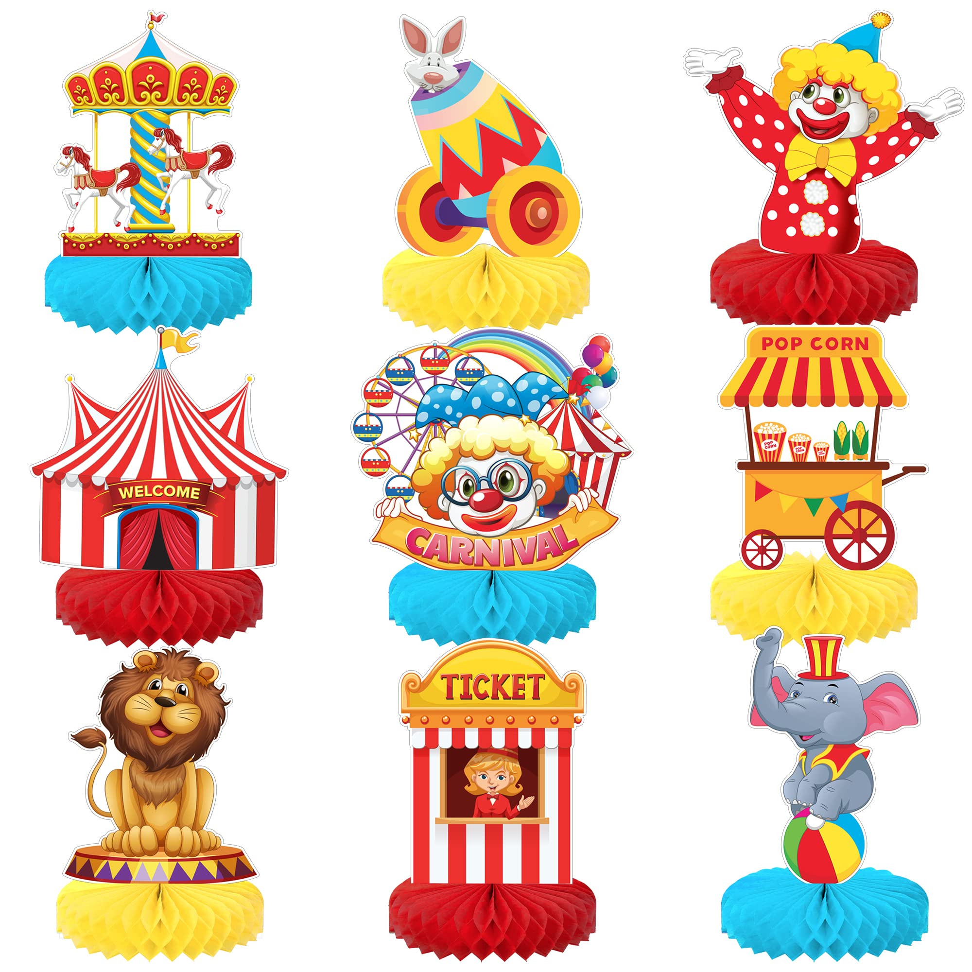 KatchOn Carnival Centerpieces for Tables – Pack of 9 | Circus & Carnival Theme Party Decorations