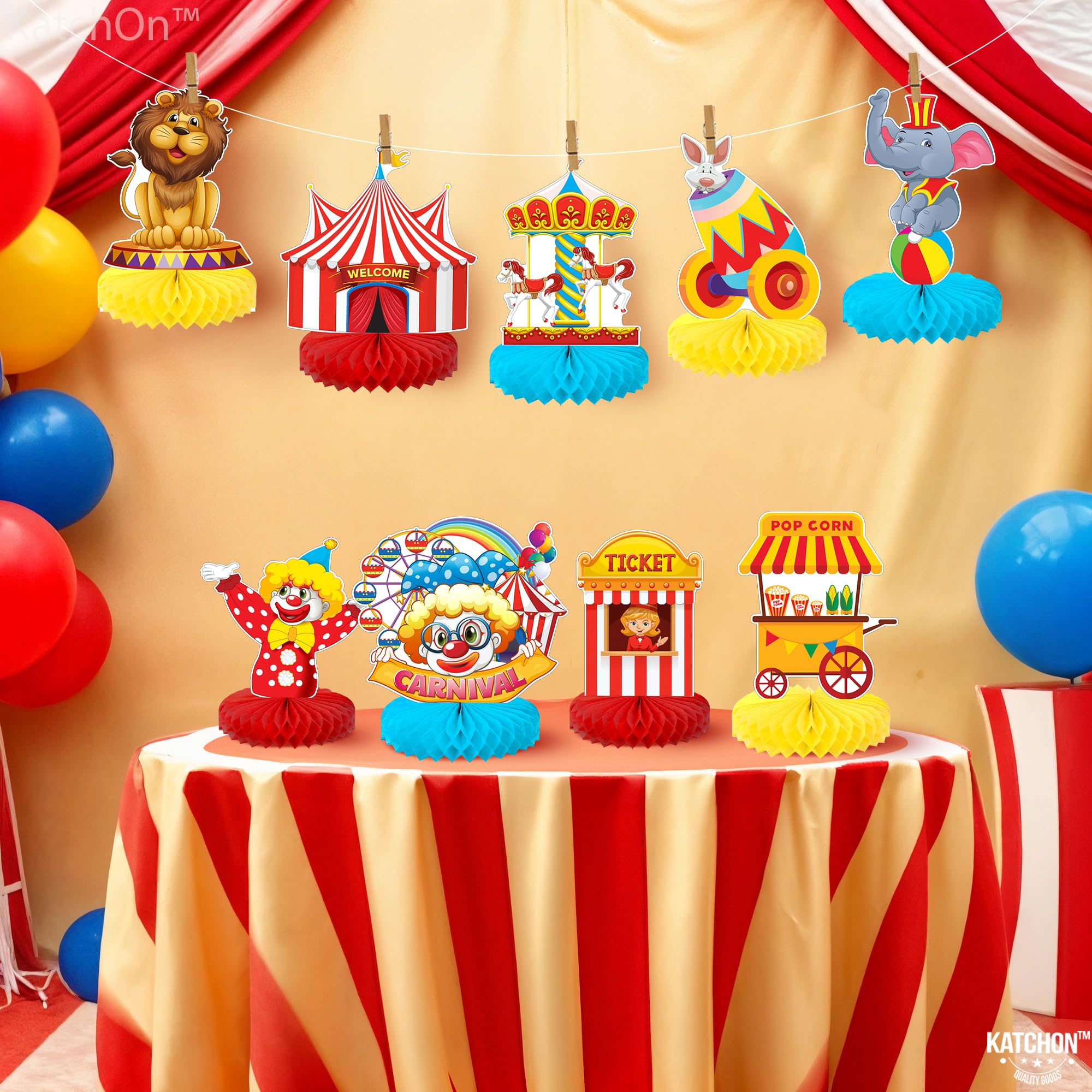 KatchOn Carnival Centerpieces for Tables – Pack of 9 | Circus & Carnival Theme Party Decorations