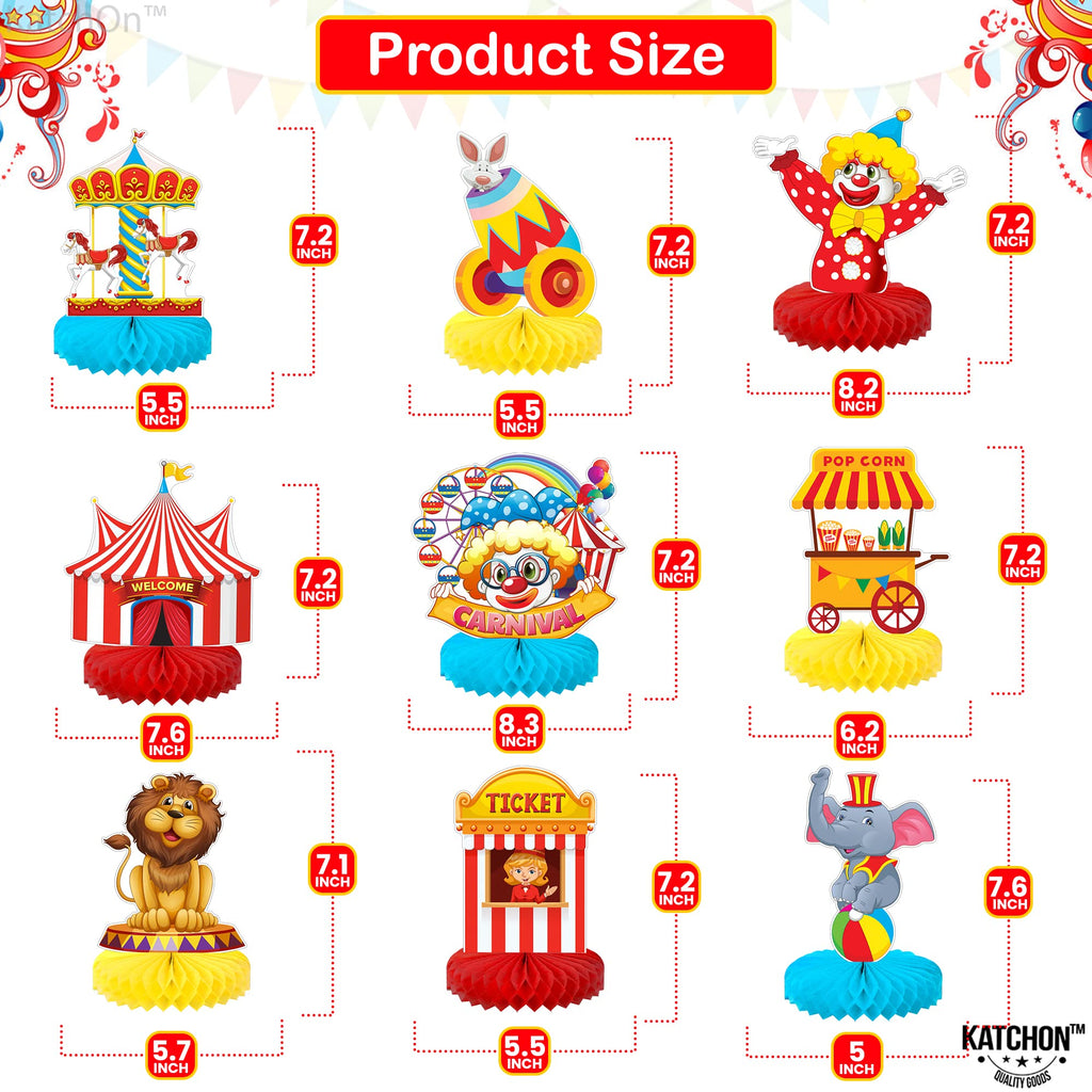 KatchOn Carnival Centerpieces for Tables – Pack of 9 | Circus & Carnival Theme Party Decorations