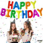 KatchOn Rainbow Happy Birthday Foil Balloons Letters - 16 Inch | Birthday Banner & Rainbow Party Decor