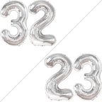 KatchOn Silver 32 Balloon Numbers – Giant 40-Inch Foil Balloons for 32nd Birthday Decorations