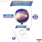 KatchOn Big Galaxy Balloons - 22 Inch, Pack of 6 | 360 Degree 4D Sphere Balloons for Space Themed Parties