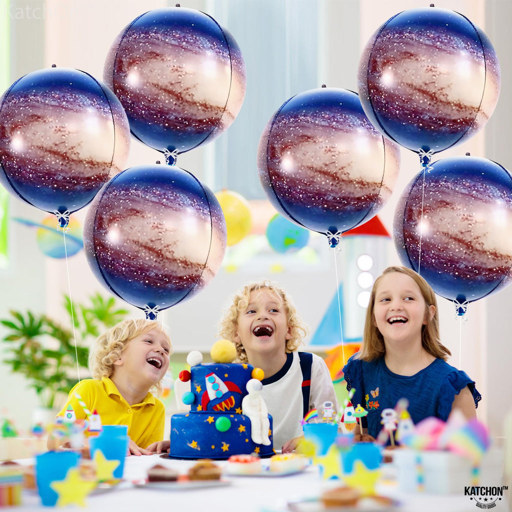 KatchOn Big Galaxy Balloons - 22 Inch, Pack of 6 | 360 Degree 4D Sphere Balloons for Space Themed Parties