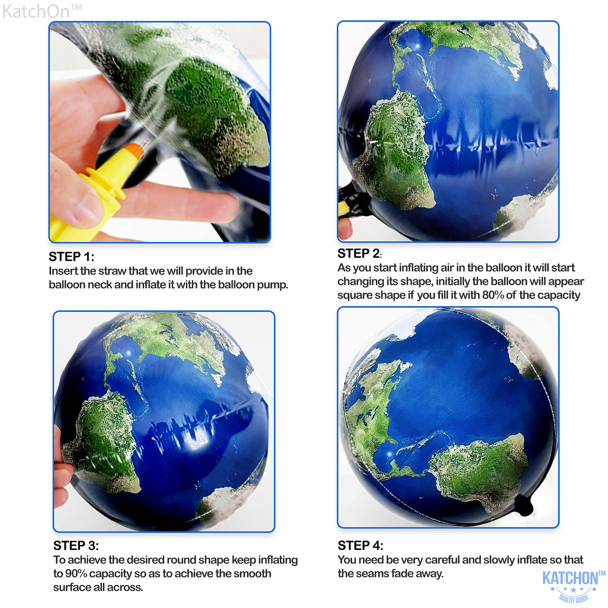 KatchOn Globe Balloons – 22-Inch World Balloons, Pack of 6 for Travel & Around The World Party Decor