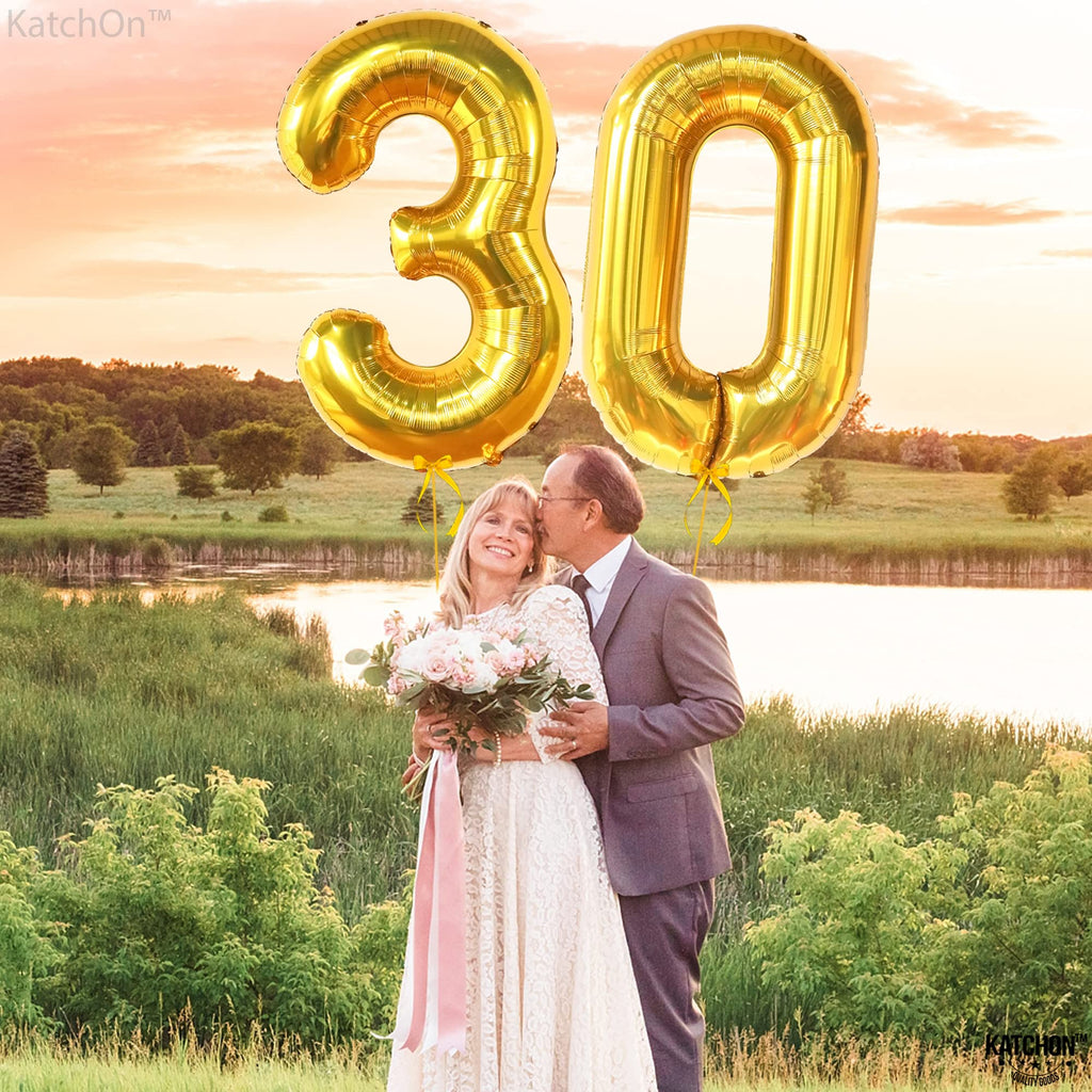 KatchOn Gold 30 Balloon Numbers - 40 Inch Giant 30th Birthday Balloons