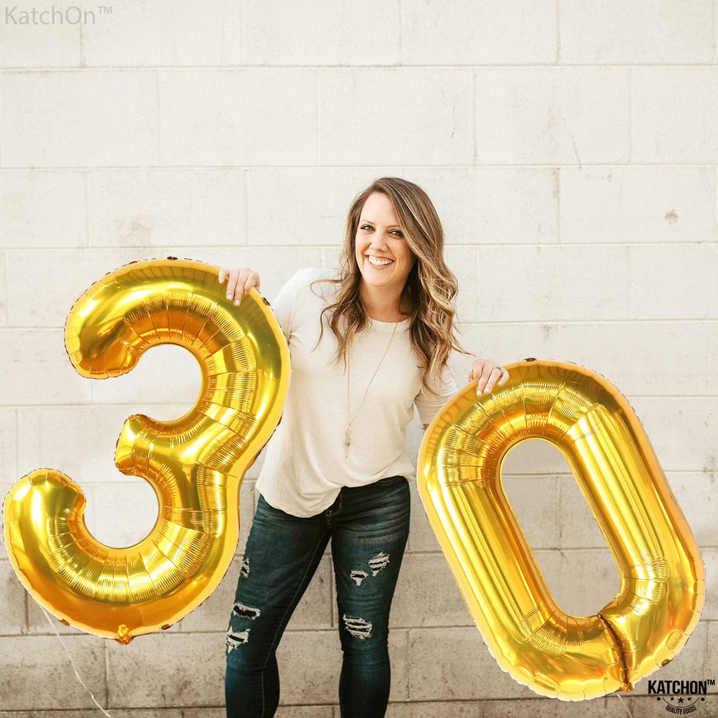 KatchOn Gold 30 Balloon Numbers - 40 Inch Giant 30th Birthday Balloons