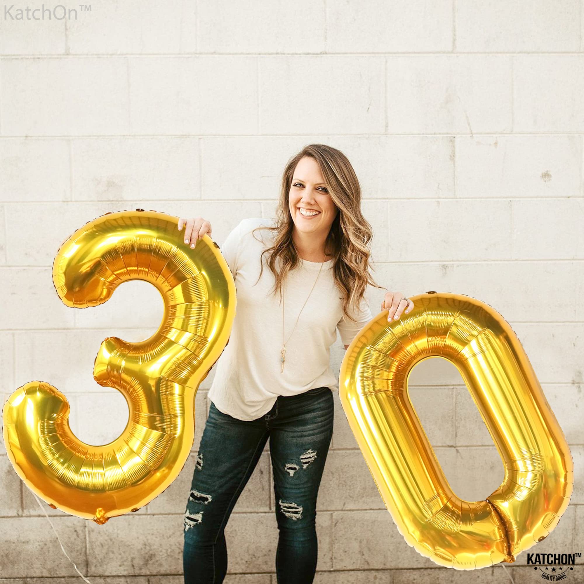 KatchOn Gold 30 Balloon Numbers - 40 Inch Giant 30th Birthday Balloons