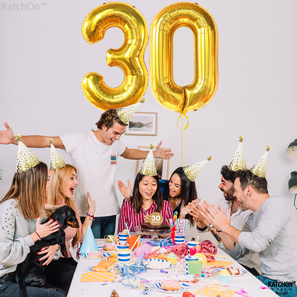 KatchOn Gold 30 Balloon Numbers - 40 Inch Giant 30th Birthday Balloons