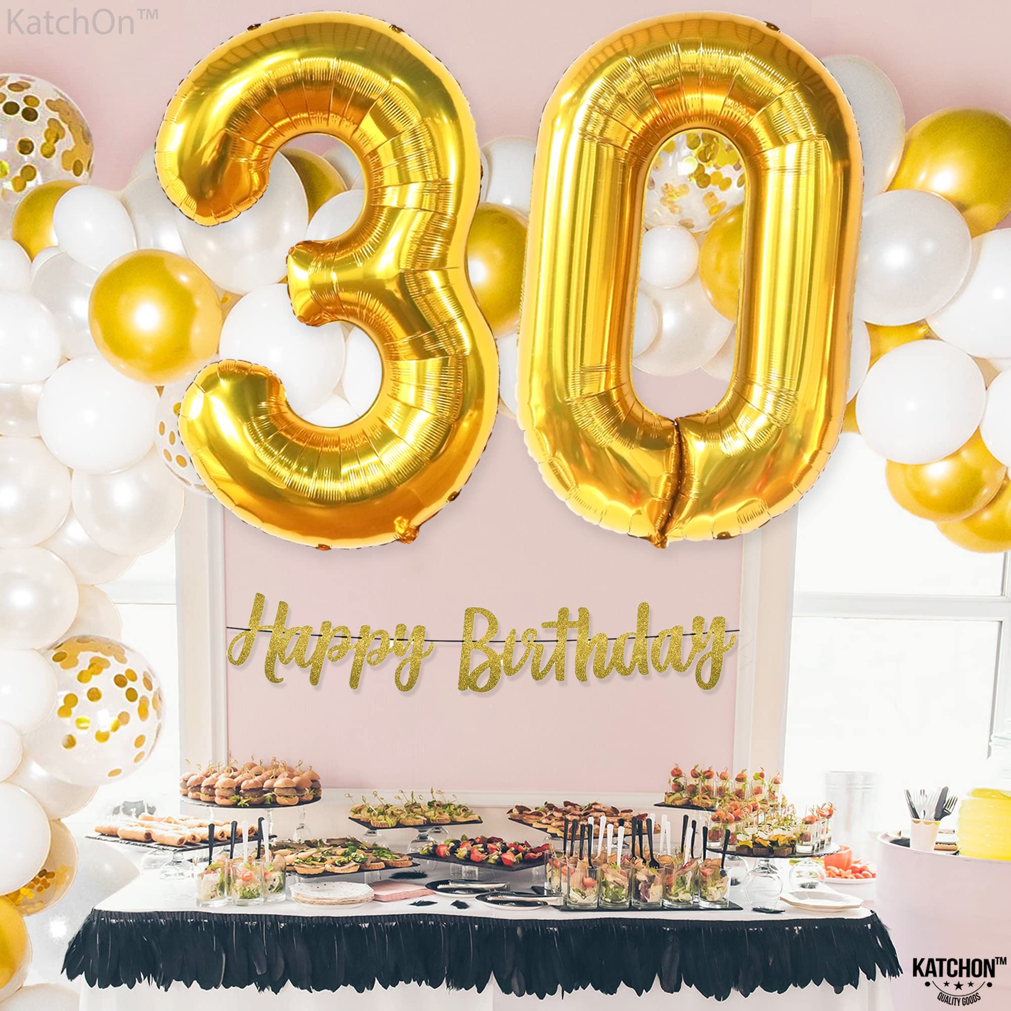KatchOn Gold 30 Balloon Numbers - 40 Inch Giant 30th Birthday Balloons