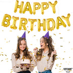 KatchOn Gold Happy Birthday Banner – 16 Inch Foil Letter Balloon Kit