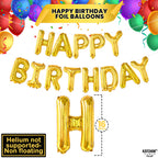 KatchOn Gold Happy Birthday Banner – 16 Inch Foil Letter Balloon Kit