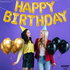 KatchOn Gold Happy Birthday Banner – 16 Inch Foil Letter Balloon Kit