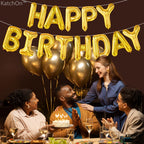 KatchOn Gold Happy Birthday Banner – 16 Inch Foil Letter Balloon Kit