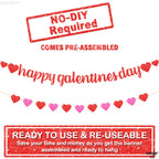 KatchOn Glitter Red Happy Galentines Day Banner - 10 Feet, No DIY, Pre-Strung Galentines Decor