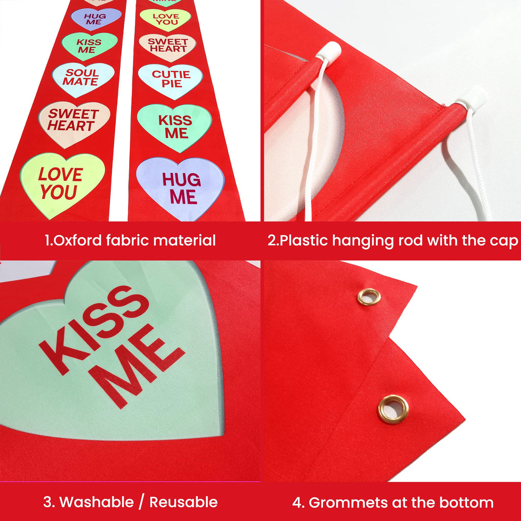 KatchOn Conversation Hearts Valentines Door Banner - 72x12 Inch | Outdoor Valentine Decor | Galentines Day Banner