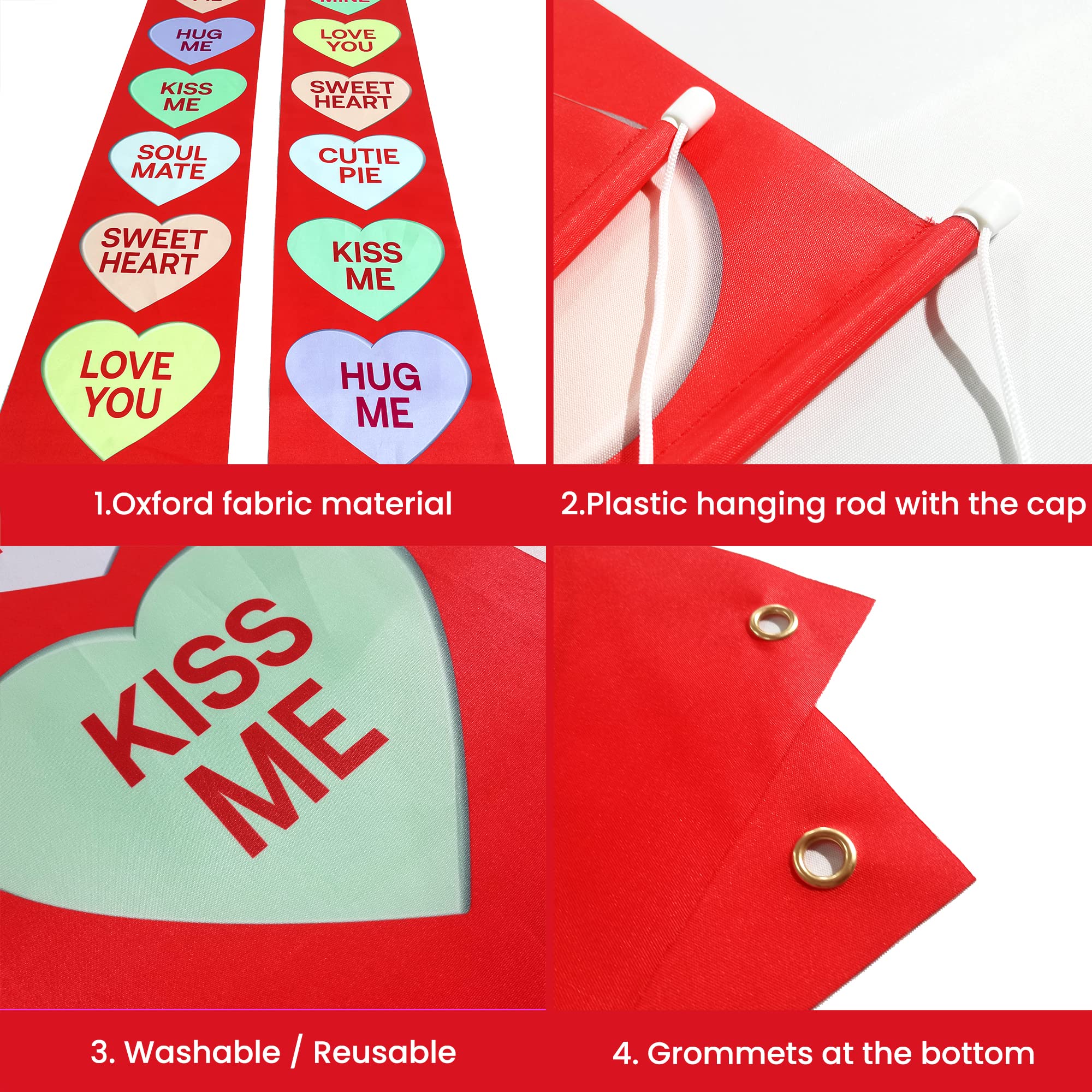 KatchOn Conversation Hearts Valentines Door Banner - 72x12 Inch | Outdoor Valentine Decor | Galentines Day Banner