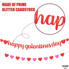 KatchOn Glitter Red Happy Galentines Day Banner - 10 Feet, No DIY, Pre-Strung Galentines Decor