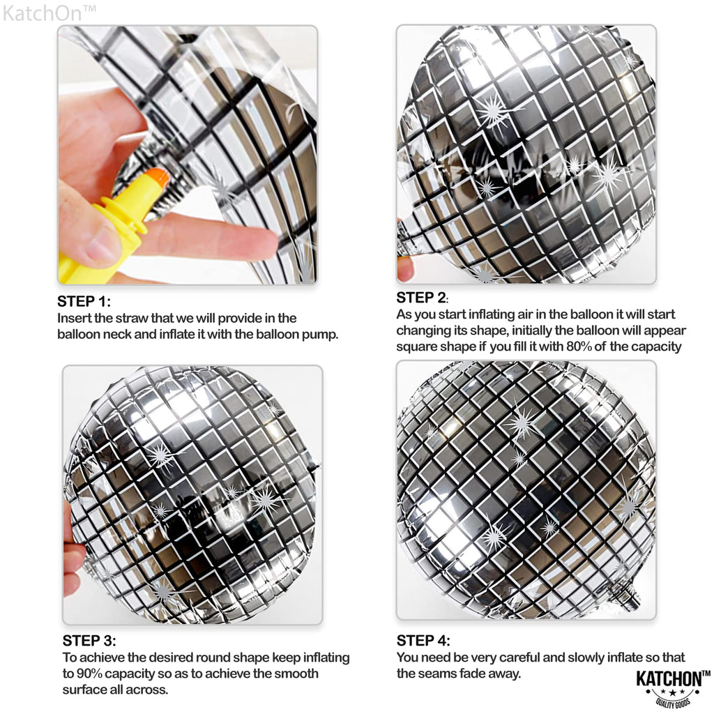KatchOn 22 Inch Silver Disco Ball Balloons – Pack of 12 | Disco Party Decor