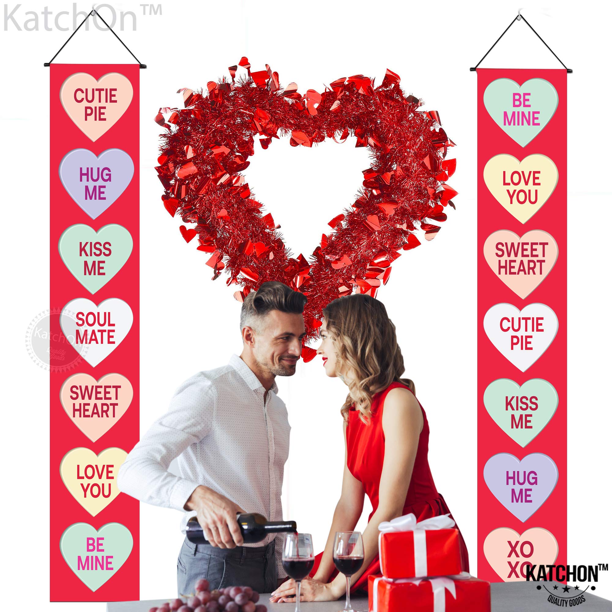 KatchOn Conversation Hearts Valentines Door Banner - 72x12 Inch | Outdoor Valentine Decor | Galentines Day Banner