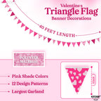 KatchOn Pink Triangle Flags Banner – 40ft Large Pennant Garland for Valentines, Baby Showers & Galentines Decor