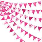KatchOn Pink Triangle Flags Banner – 40ft Large Pennant Garland for Valentines, Baby Showers & Galentines Decor