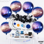 KatchOn Big Galaxy Balloons - 22 Inch, Pack of 6 | 360 Degree 4D Sphere Balloons for Space Themed Parties