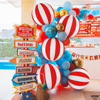KatchOn 22-Inch Red and White Carnival Balloons Pack of 6 | Circus Theme Party Decor