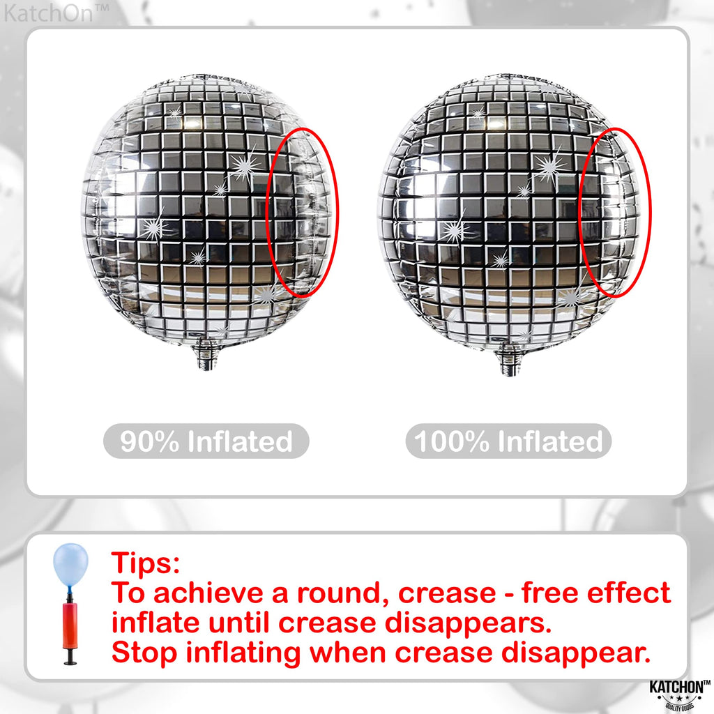 KatchOn 22 Inch Silver Disco Ball Balloons – Pack of 12 | Disco Party Decor