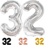 KatchOn Silver 32 Balloon Numbers – Giant 40-Inch Foil Balloons for 32nd Birthday Decorations