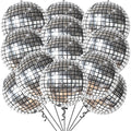 KatchOn 22 Inch Silver Disco Ball Balloons – Pack of 12 | Disco Party Decor