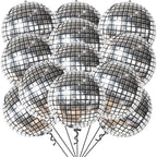 KatchOn 22 Inch Silver Disco Ball Balloons – Pack of 12 | Disco Party Decor