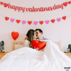 KatchOn Glitter Happy Valentines Banner – 10 Feet, Pre-assembled Red & Pink Heart Garland for Valentines Day Decorations
