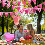 KatchOn Pink Triangle Flags Banner – 40ft Large Pennant Garland for Valentines, Baby Showers & Galentines Decor