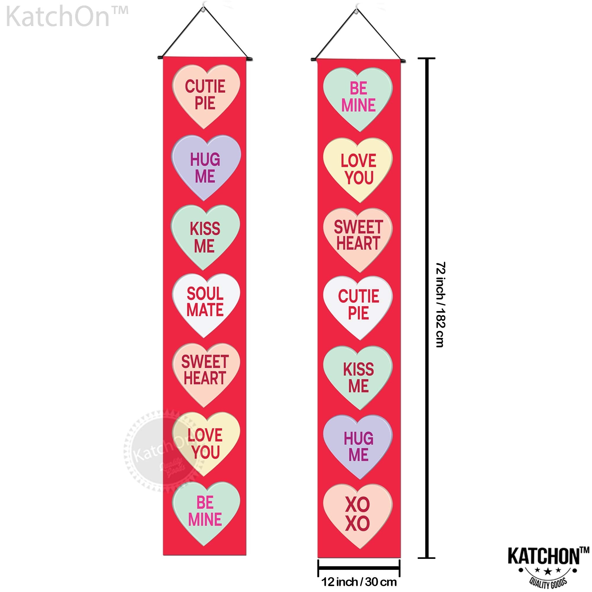 KatchOn Conversation Hearts Valentines Door Banner - 72x12 Inch | Outdoor Valentine Decor | Galentines Day Banner