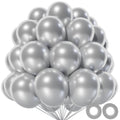 KAWKALSH Metallic Silver 12inch Balloons 110ct Latex Party Decor for Futuristic Events