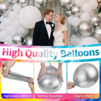 KAWKALSH Metallic Silver 12inch Balloons 110ct Latex Party Decor for Futuristic Events