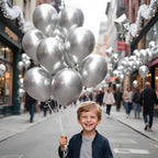 KAWKALSH Metallic Silver 12inch Balloons 110ct Latex Party Decor for Futuristic Events