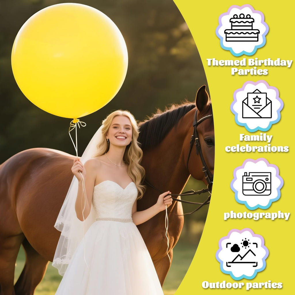 KAWKALSH Yellow Giant Balloons – 32pcs, 18in Heavy-Duty Latex for Party Decor