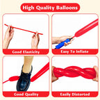 KAWKALSH 260 Red Long Balloons - 100 Pcs for Garlands & Twisting