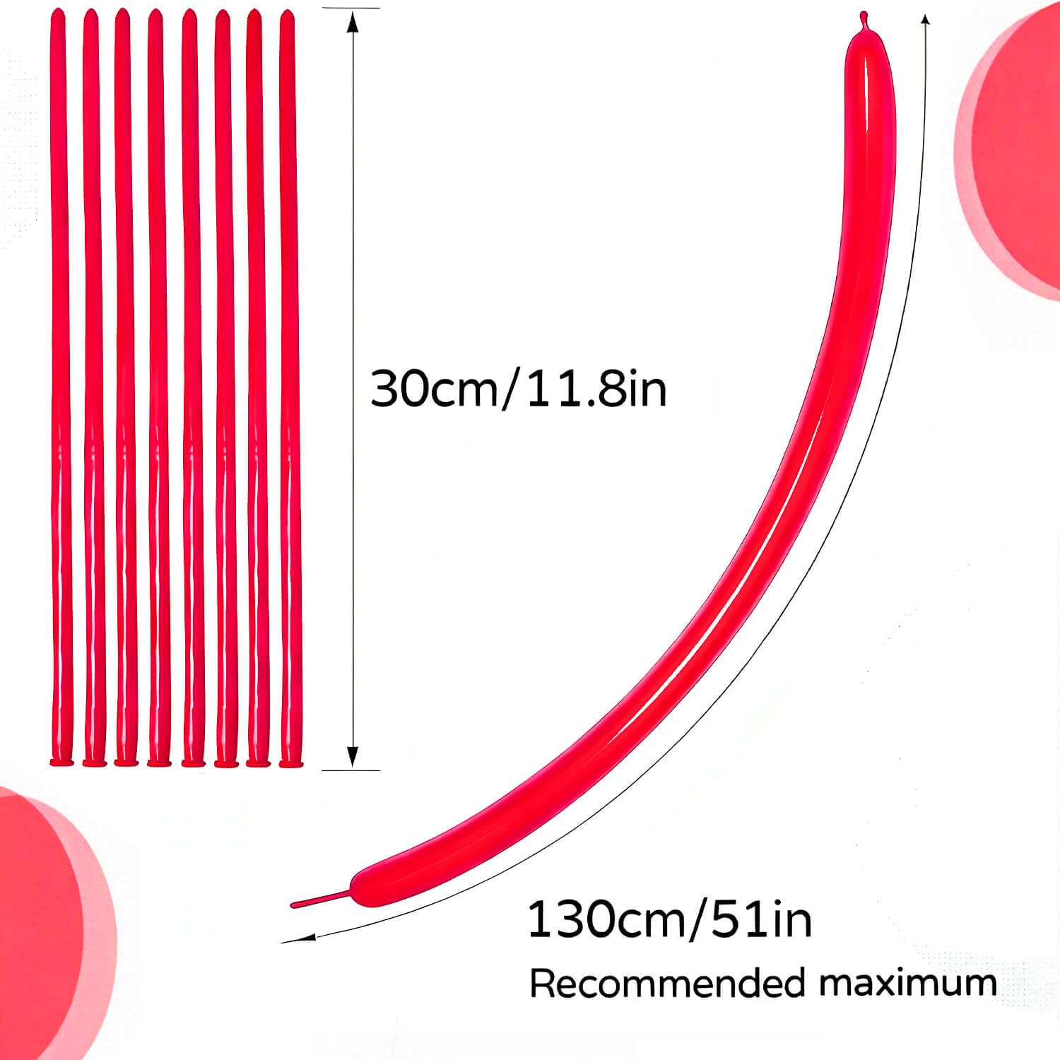 KAWKALSH 260 Red Long Balloons - 100 Pcs for Garlands & Twisting