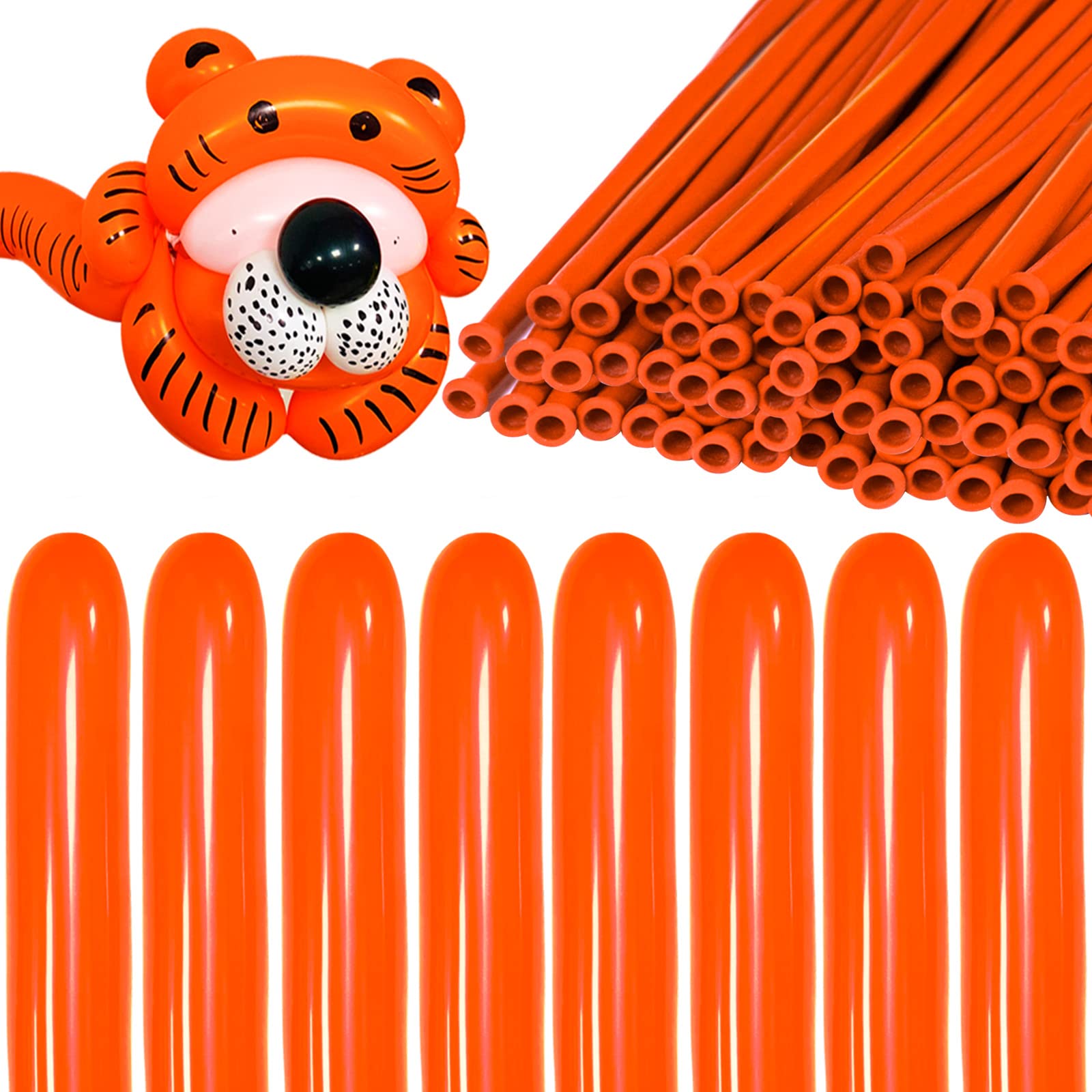 KAWKALSH 260 Orange Long Balloons – Thick Latex, 100pcs for Balloon Garlands & Animal Twists