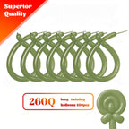 KAWKALSH 260 Avocado Green Long Balloons – 100pcs Dense Latex for Creative Twists & Party Decor