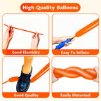 KAWKALSH 260 Orange Long Balloons – Thick Latex, 100pcs for Balloon Garlands & Animal Twists