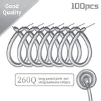 KAWKALSH 260 Metallic Silver Long Balloons – 100pc for Garlands, Twisting Animals, and Party Decor