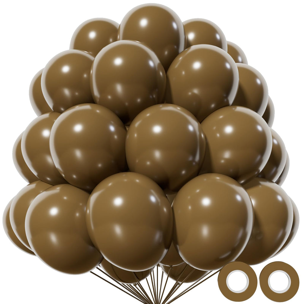 KAWKALSH Brown Balloon 12 Inch – 110ct Latex Balloons for Rustic Weddings & Autumn Decor